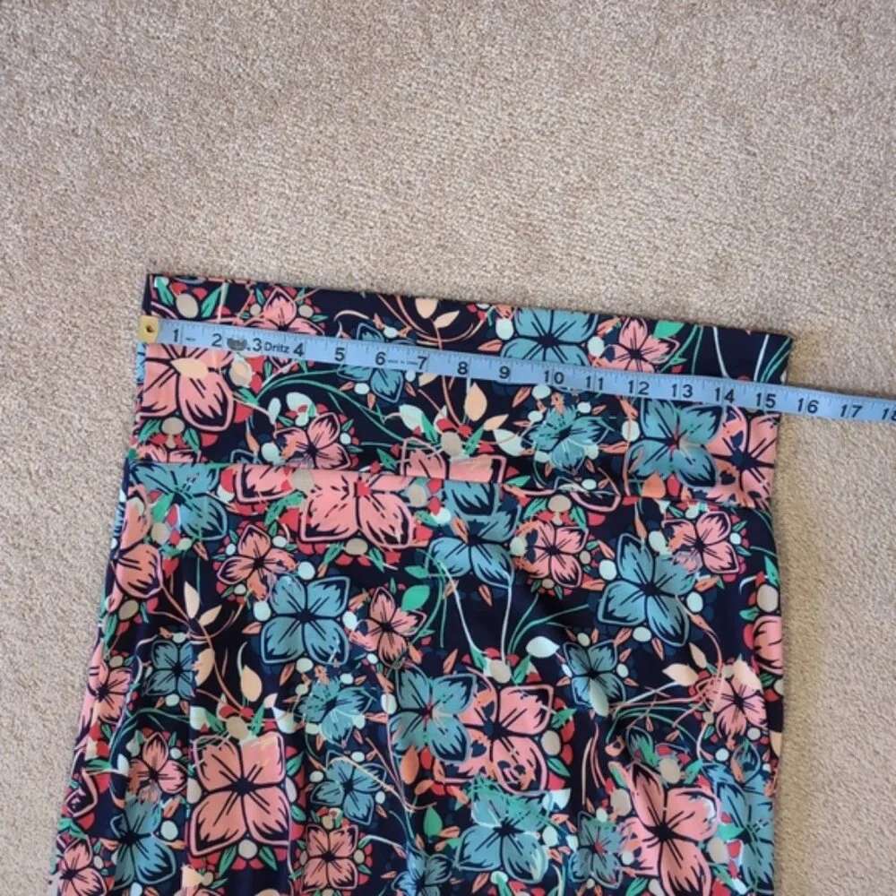 LuLaRoe Marissa Floral A-Line Jersey Cottage Prairie Boho Stretch Skirt L - Picture 5 of 6